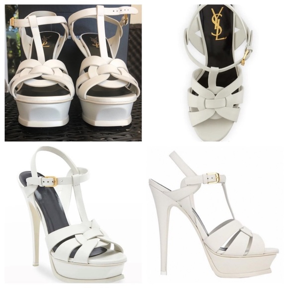 YSL SAINT LAURENT White Tribute Platform Sandals size 41 ( fits 10- 10,5) - Picture 12 of 16